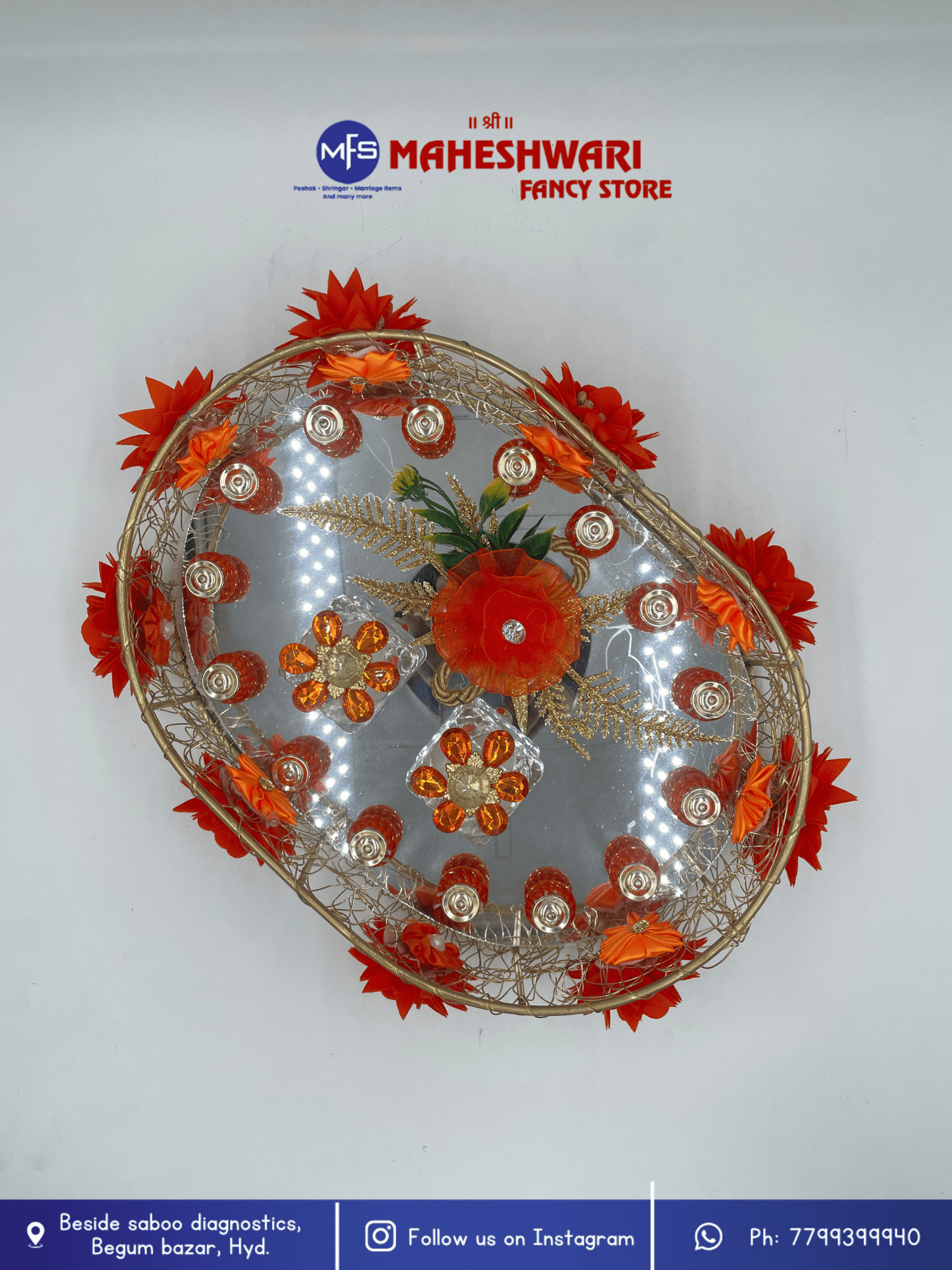 Floral Mirror Ring Tray